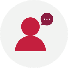 Person outline with speech bubble